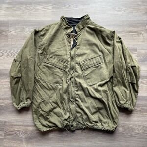 VTG US Military Jacket Mens L Green Chemical Protective Suit Lined Field Coat